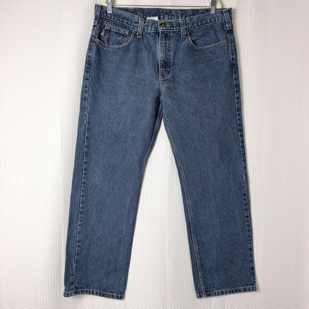 Carhartt B480 DVB Jeans Men Blue 36x30 Outdoor Work Wear Rugged 100% Cotton
